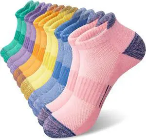 YSense 6 Pairs Womens Ankle Socks Cotton Running Socks for Women | Low Cut, Thick Cushioned, Athletic Casual, Breathable Moisture-Wicking YSense 6 Pairs Womens Ankle Socks Cotton Running Socks for Women | Low Cut, Thick Cushioned, Athletic Casual, Breathable Moisture-Wicking