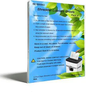12PACK Paper Shredder Lubricant Sheets with Shredder Oil for Shredder Lubricant for Blades Sharpening, Reduce Paper Jam and dust 12PACK Paper Shredder Lubricant Sheets with Shredder Oil for Shredder Lubricant for Blades Sharpening, Reduce Paper Jam and dust