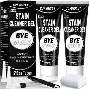 10 Oz Black Stain Cleaner Gel Home Cleaner | Heavy Duty Gel Caulk Cleaner Stain for Washing Machine Seal Shower Bathroom Grout Sinks, Including Brush (2 Pack 5 Oz) 10 Oz Black Stain Cleaner Gel Home Cleaner | Heavy Duty Gel Caulk Cleaner Stain for Washing Machine Seal Shower Bathroom Grout Sinks, Including Brush (2 Pack 5 Oz)