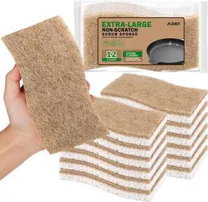 AIDEA XL Sponges Kitchen, 12Count, Non-Scratch Dish Sponges | Large Natural Sponge for Non Stick Cookware, Cellulose Cleaning Sponge for Dishes, Bathroom, Household AIDEA XL Sponges Kitchen, 12Count, Non-Scratch Dish Sponges | Large Natural Sponge for Non Stick Cookware, Cellulose Cleaning Sponge for Dishes, Bathroom, Household