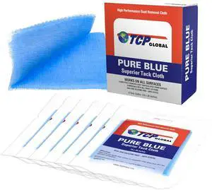 TCP Global - Pure Blue Superior Tack Cloths, Tack Rags (Box of 6) | Automotive Car Painters Professional, Removes Dust, Sanding Particles, Cleans Surfaces, Wax and Silicone Free, Anti-Static TCP Global - Pure Blue Superior Tack Cloths, Tack Rags (Box of 6) | Automotive Car Painters Professional, Removes Dust, Sanding Particles, Cleans Surfaces, Wax and Silicone Free, Anti-Static