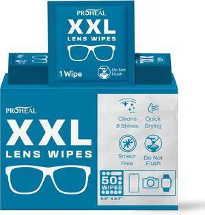 XXL Lens Wipes, 50 Count - 9.8"x6.7" Eye Glasses Cleaner Wipes for Lenses, Watches, Display Screens, and More - Cleans and Shines - Quick Drying, No Smear with Isopropyl Alcohol XXL Lens Wipes, 50 Count - 9.8"x6.7" Eye Glasses Cleaner Wipes for Lenses, Watches, Display Screens, and More - Cleans and Shines - Quick Drying, No Smear with Isopropyl Alcohol