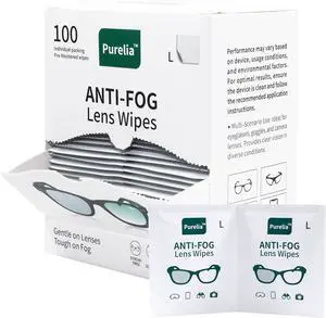 Anti-Fog Lens Wipes for Glasses, 100 Count, Individually Wrapped, Pre-Moistened, Large 4.7 x 4.7 Inch Sheets for Eyeglasses, Sunglasses, Screens, Camera Lenses Anti-Fog Lens Wipes for Glasses, 100 Count, Individually Wrapped, Pre-Moistened, Large 4.7 x 4.7 Inch Sheets for Eyeglasses, Sunglasses, Screens, Camera Lenses