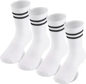 AWAYTR Kids Boys Crew Socks - 4 Pack Ribbed Towel Bottom Hiking Dress Girls Black White Grey Sports Long Socks AWAYTR Kids Boys Crew Socks - 4 Pack Ribbed Towel Bottom Hiking Dress Girls Black White Grey Sports Long Socks