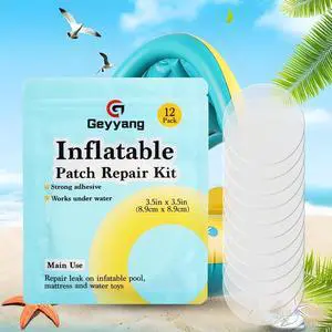 GEYYANG 12PCS Inflatable Patch Repair Kit,Air Mattress Patch Kit,Waterproof TPU Pool Repair Tape for Air Mattress,Inflatable Boats,Bounce House,Pool Toys,Rafts,Tent,Swimming Ring GEYYANG 12PCS Inflatable Patch Repair Kit,Air Mattress Patch Kit,Waterproof TPU Pool Repair Tape for Air Mattress,Inflatable Boats,Bounce House,Pool Toys,Rafts,Tent,Swimming Ring