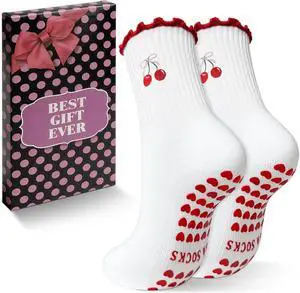3 Pairs Pilates Socks with Grips for Women Non Slip Grip Ruffle Yoga Ankle Grippy Socks 3 Pairs Pilates Socks with Grips for Women Non Slip Grip Ruffle Yoga Ankle Grippy Socks