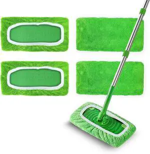 4 Pack Reusable Microfiber Mop Pads Compatible with Swiffer Sweeper, Washable Wet Mopping Cloths and Dry Sweeping Cloths, Wet Pad Refills for Hardwood Floor Cleaning(Mop is Not Included) 4 Pack Reusable Microfiber Mop Pads Compatible with Swiffer Sweeper, Washable Wet Mopping Cloths and Dry Sweeping Cloths, Wet Pad Refills for Hardwood Floor Cleaning(Mop is Not Included)