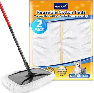 KEEPOW Reusable Mop Pads Compatible with O Cedar Hardwood Floor'N Mop | Microfiber Mop Pads Mop Refill Heads Replacements Pad for Wet and Dry Use, 15x8 Inch, 2 Pack KEEPOW Reusable Mop Pads Compatible with O Cedar Hardwood Floor'N Mop | Microfiber Mop Pads Mop Refill Heads Replacements Pad for Wet and Dry Use, 15x8 Inch, 2 Pack