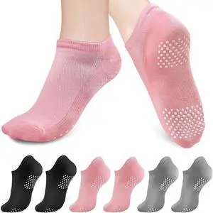 Pilates Socks for Women with Grips: Large Area Non Slip Sole | Prevent Slipping for Yoga Barre Hospital 6 Pack Pilates Socks for Women with Grips: Large Area Non Slip Sole | Prevent Slipping for Yoga Barre Hospital 6 Pack