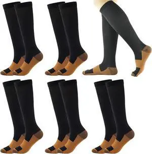 5-8 Pairs Compression Socks for Men Circulation 15-20 mmHg Knee High Stockings for Running Hiking Climbing Cycling 5-8 Pairs Compression Socks for Men Circulation 15-20 mmHg Knee High Stockings for Running Hiking Climbing Cycling