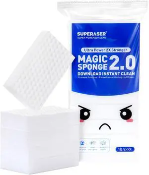 Magic Sponge Eraser, 10 Pack, 2X Density Melamine Foam | Water-activated melamine foam for scuffs, grease, soap scum, shoe marks, walls, kitchens and bathrooms. Magic Sponge Eraser, 10 Pack, 2X Density Melamine Foam | Water-activated melamine foam for scuffs, grease, soap scum, shoe marks, walls, kitchens and bathrooms.