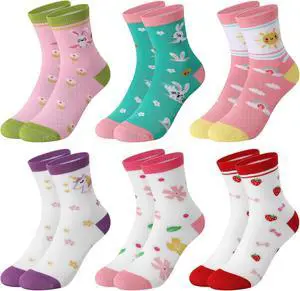 Jspupifip 6 Pairs Girls Crew Athletic Socks | Cute Socks with Retro Stripes Hearts for Running Sport Outdoor Jspupifip 6 Pairs Girls Crew Athletic Socks | Cute Socks with Retro Stripes Hearts for Running Sport Outdoor