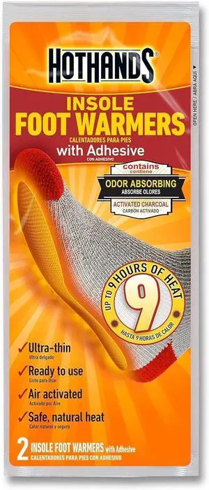 HotHands Insole Foot Warmers with Adhesive - Long Lasting Safe Natural Odorless Air Activated Warmers - Up to 9 Hours of Heat HotHands Insole Foot Warmers with Adhesive - Long Lasting Safe Natural Odorless Air Activated Warmers - Up to 9 Hours of Heat