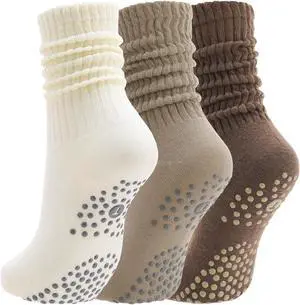3/4/5 Pairs Slouchy Pilates Socks with Grips | Scrunch Socks for Women Grippy Sock Stacked Slouch Sock for Women 3/4/5 Pairs Slouchy Pilates Socks with Grips | Scrunch Socks for Women Grippy Sock Stacked Slouch Sock for Women