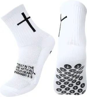 Youth Grip Soccer Socks with Cross - Anti-Slip Grips Kids Socks with Bible for US 5-10 Youth Grip Soccer Socks with Cross - Anti-Slip Grips Kids Socks with Bible for US 5-10