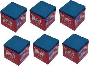 Master Set of 6 Blue Billiard Pool Cue Chalk Master Set of 6 Blue Billiard Pool Cue Chalk