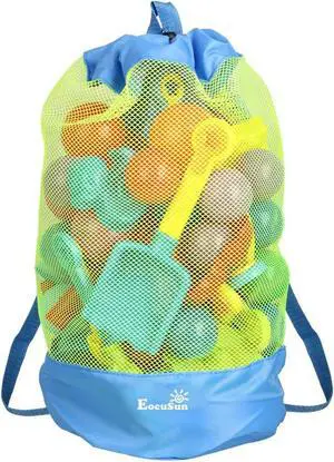 EocuSun Large Mesh Beach Bag Tote Durable Sand Away Drawstring Beach Backpack Swim and Pool Toys Balls Storage Bags Packs, Stay Away from Sand and Water, Toy Not Included EocuSun Large Mesh Beach Bag Tote Durable Sand Away Drawstring Beach Backpack Swim and Pool Toys Balls Storage Bags Packs, Stay Away from Sand and Water, Toy Not Included