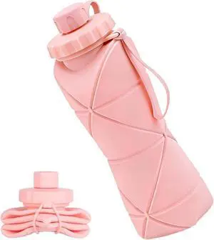 Collapsible Water Bottles 20oz (600ml), BPA-Free Silicone Foldable Portable Lightweight Reusable Water Bottle with Leak-Proof Lid & Lanyard for Outdoor Travel Cycling Gym & Camping Collapsible Water Bottles 20oz (600ml), BPA-Free Silicone Foldable Portable Lightweight Reusable Water Bottle with Leak-Proof Lid & Lanyard for Outdoor Travel Cycling Gym & Camping