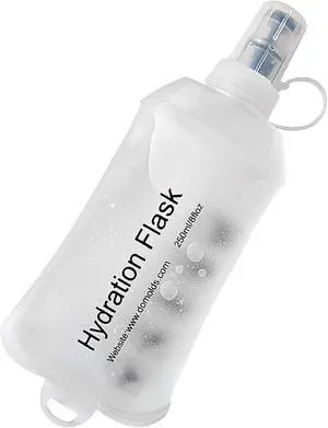 CLINTT 250ml Soft Flask, Foldable Running Water Bottle, TPU Folding Soft Water Flask, BPA-Free Collapsible Flask for Hydration Pack Running Vest, Cycling, Climbing, Hiking - 1Pcs, White CLINTT 250ml Soft Flask, Foldable Running Water Bottle, TPU Folding Soft Water Flask, BPA-Free Collapsible Flask for Hydration Pack Running Vest, Cycling, Climbing, Hiking - 1Pcs, White