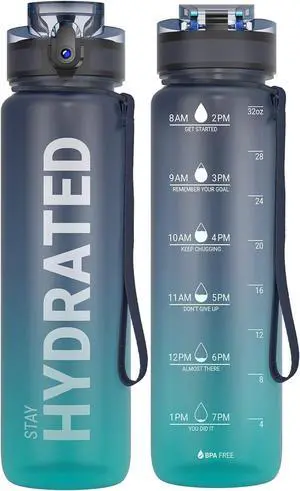 Sahara Sailor Water Bottle 32oz, Tritan Sports Bottle with Time Marker | Bpa Free, Leakproof Wide Mouth With Fast Flow Lid And Cleaning Brush, For Gym School Office Travel, 1 Count Sahara Sailor Water Bottle 32oz, Tritan Sports Bottle with Time Marker | Bpa Free, Leakproof Wide Mouth With Fast Flow Lid And Cleaning Brush, For Gym School Office Travel, 1 Count