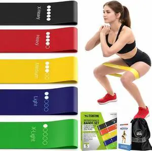 TechStone Resistance Bands Set 5 Levels Loop Exercise Bands for Men & Women, Elastic Workout Bands for Home Gym, Training, Yoga & Fitness, Carry Bag Included TechStone Resistance Bands Set 5 Levels Loop Exercise Bands for Men & Women, Elastic Workout Bands for Home Gym, Training, Yoga & Fitness, Carry Bag Included