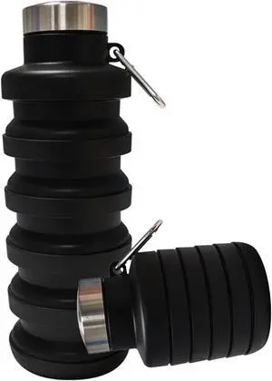 Collapsible Water Bottles,Silicone Water Bottle,16oz Capacity Portable Reusable,Leak-proof,with buckle,foldable storage,Lightweight Durable for Fitness,Cycling,Sports,Camping,Hiking (Black) Collapsible Water Bottles,Silicone Water Bottle,16oz Capacity Portable Reusable,Leak-proof,with buckle,foldable storage,Lightweight Durable for Fitness,Cycling,Sports,Camping,Hiking (Black)
