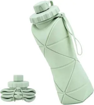 Collapsible Water Bottles 20oz (600ml), BPA-Free Silicone Foldable Portable Lightweight Reusable Water Bottle with Leak-Proof Lid & Lanyard for Outdoor Travel Cycling Gym & Camping Collapsible Water Bottles 20oz (600ml), BPA-Free Silicone Foldable Portable Lightweight Reusable Water Bottle with Leak-Proof Lid & Lanyard for Outdoor Travel Cycling Gym & Camping