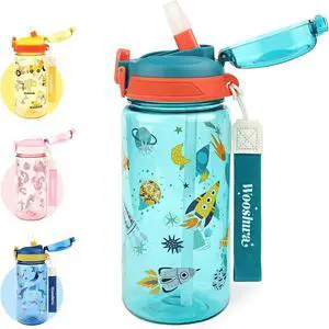 Kids Water Bottle for School or Travel, 20 Oz Durable Plastic Water Bottle | Silicone Straw, Pop-Up Spout Cover, BPA Free & Dishwasher Safe, Rocket Kids Water Bottle for School or Travel, 20 Oz Durable Plastic Water Bottle | Silicone Straw, Pop-Up Spout Cover, BPA Free & Dishwasher Safe, Rocket