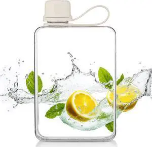 ImnBest Transparent Flat Water Bottle, Slim Square Bottle Portable Water Flask, BPA Free/Slim Design/Leak Proof, Reusable Water Bottle for Travel, Outdoor, Sports, Camping. (White, 500ML), SLFBZ01 ImnBest Transparent Flat Water Bottle, Slim Square Bottle Portable Water Flask, BPA Free/Slim Design/Leak Proof, Reusable Water Bottle for Travel, Outdoor, Sports, Camping. (White, 500ML), SLFBZ01
