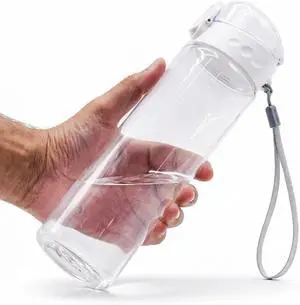 Clear Plastic Water Bottle | No Markings 24oz Chug Lid Sports Water Bottle | Leak Proof Re-Usable Flip Top Plastic Drinks Bottles for School, Exams, Office, Gym, Cycling (Clear-24oz) Clear Plastic Water Bottle | No Markings 24oz Chug Lid Sports Water Bottle | Leak Proof Re-Usable Flip Top Plastic Drinks Bottles for School, Exams, Office, Gym, Cycling (Clear-24oz)
