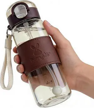 Bunnytoo Water Bottle with Weighted Straw for Adults, 450ml/15oz Leak Proof Portable BPA-Free Tritan Cup with Anti-Slip Grip, Easy to Clean & Travel Friendly (Brown) Bunnytoo Water Bottle with Weighted Straw for Adults, 450ml/15oz Leak Proof Portable BPA-Free Tritan Cup with Anti-Slip Grip, Easy to Clean & Travel Friendly (Brown)