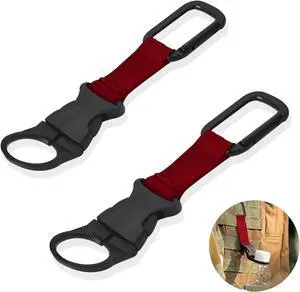 ZXZone 2PCS Bottle Buckle Clip Hanging Buckle Portable Water Bottle Ring Holder Keychain Mineral Water Bottle Clip for Backpack Belt Nylon Webbing Strap for Outdoor Tactical Camping Hiking(D,Red) ZXZone 2PCS Bottle Buckle Clip Hanging Buckle Portable Water Bottle Ring Holder Keychain Mineral Water Bottle Clip for Backpack Belt Nylon Webbing Strap for Outdoor Tactical Camping Hiking(D,Red)
