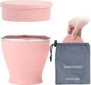 TakeToday Collapsible Cup 8 oz, Foldable with Lid for Travel, Peach | BPA-Free Food-Grade Silicone, Waterproof Pouches, Dishwasher Safe, Reusable, for Camping, Hiking, Outdoors TakeToday Collapsible Cup 8 oz, Foldable with Lid for Travel, Peach | BPA-Free Food-Grade Silicone, Waterproof Pouches, Dishwasher Safe, Reusable, for Camping, Hiking, Outdoors