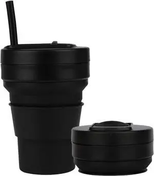 Collapsible Travel Cups- Food Grade Silicone Coffee Cups with Straw Lid 350ml 12oz Lightweight Collapsible Travel Cups- Food Grade Silicone Coffee Cups with Straw Lid 350ml 12oz Lightweight