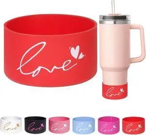 GENLEAS Letter Love Print Protective Silicone Boot for Stanley Quencher Tumbler 30oz/40oz for Hydro Flask Water Bottle 12oz-24oz and More Tumbler, Letter Print Anti-Slip Sleeve Cover(1Red) GENLEAS Letter Love Print Protective Silicone Boot for Stanley Quencher Tumbler 30oz/40oz for Hydro Flask Water Bottle 12oz-24oz and More Tumbler, Letter Print Anti-Slip Sleeve Cover(1Red)