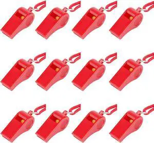 12PCS Red Emergency Whistle with Lanyard, Super Loud Plastic Whistles Bulk Perfect for Self-Defense, Lifeguard and Emergencies 12PCS Red Emergency Whistle with Lanyard, Super Loud Plastic Whistles Bulk Perfect for Self-Defense, Lifeguard and Emergencies