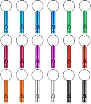 Prasacco 18 Pcs Emergency Whistle with Keychain, Emergency Whistle Survival Loud Whistle Aluminum Safety Whistle Key Chain for Outdoor Sports Camping Hiking Boating Fishing, 9 Colors Prasacco 18 Pcs Emergency Whistle with Keychain, Emergency Whistle Survival Loud Whistle Aluminum Safety Whistle Key Chain for Outdoor Sports Camping Hiking Boating Fishing, 9 Colors
