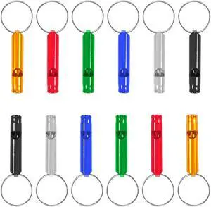 Set of 12 Extra Loud Whistles for Camping Hiking Hunting Outdoors Sports and Emergency Situations, Sturdy but Light Aluminium Key Chain Signals Set of 12 Extra Loud Whistles for Camping Hiking Hunting Outdoors Sports and Emergency Situations, Sturdy but Light Aluminium Key Chain Signals