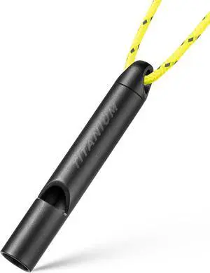 Titanium Survival Emergency Whistle,120-130dB,Rustproof, Durable | Saltwater & Sweat Resistant, Safe for Oral Use, Pea-less, Works Submerged, Compact with Key Ring & Lanyard Titanium Survival Emergency Whistle,120-130dB,Rustproof, Durable | Saltwater & Sweat Resistant, Safe for Oral Use, Pea-less, Works Submerged, Compact with Key Ring & Lanyard