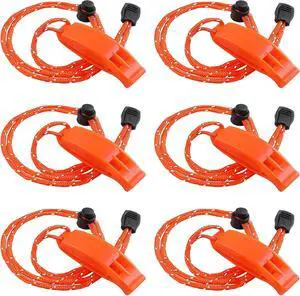 JULBEAR 6PCS Safety Survival Whistles with Adjustable Reflective Lanyard Emergency Plastic Whistle Marine Whistle JULBEAR 6PCS Safety Survival Whistles with Adjustable Reflective Lanyard Emergency Plastic Whistle Marine Whistle