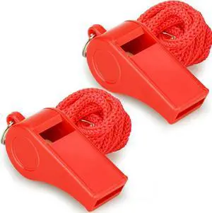 Red Emergency Whistles with Lanyard, Loud Crisp Sound, 2 Packs Plastic Whistles Ideal for Lifeguard, Self-Defense and Emergency Red Emergency Whistles with Lanyard, Loud Crisp Sound, 2 Packs Plastic Whistles Ideal for Lifeguard, Self-Defense and Emergency