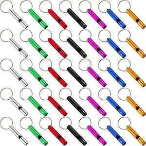 Frienda 35 Pieces Emergency Whistle with Keychain, Aluminum Emergency Survival Whistle for Camping Hiking Hunting Outdoors Sports, Loud Sound Frienda 35 Pieces Emergency Whistle with Keychain, Aluminum Emergency Survival Whistle for Camping Hiking Hunting Outdoors Sports, Loud Sound