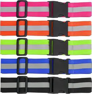 5 Pcs Reflective Belt or Sash, PT Belts Lights for Running At Night Safety Visibility Adjustable Lightweight Vest Waist Glow Straps for Cycling Walking Fit Women Men Kid (Black Blue Pink Green Orange) 5 Pcs Reflective Belt or Sash, PT Belts Lights for Running At Night Safety Visibility Adjustable Lightweight Vest Waist Glow Straps for Cycling Walking Fit Women Men Kid (Black Blue Pink Green Orange)