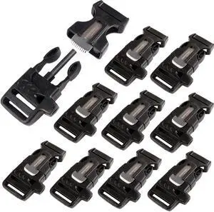CooBigo 10Pack 3/4" (19mm) Fire Starter Survival Whistle Buckle Flint Scraper for Paracord Bracelet Key Lanyard Ourdoor Hiking Camping Backpack Bag Pets Collar DIY Travel Kits CooBigo 10Pack 3/4" (19mm) Fire Starter Survival Whistle Buckle Flint Scraper for Paracord Bracelet Key Lanyard Ourdoor Hiking Camping Backpack Bag Pets Collar DIY Travel Kits