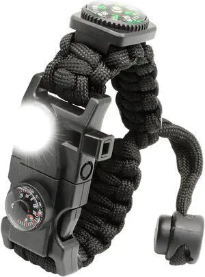20 in 1 Survival Paracord Bracelet Adjustable Gear Kit with SOS LED Light, Fire Starter, Bigger Compass, Survival Whistle, Perfect for Camping, Hiking, Fishing 20 in 1 Survival Paracord Bracelet Adjustable Gear Kit with SOS LED Light, Fire Starter, Bigger Compass, Survival Whistle, Perfect for Camping, Hiking, Fishing