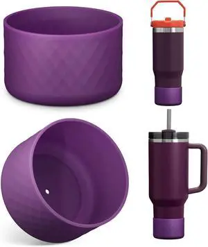 Upgrade 2PCS Protective Silicone Boot Bumper for Stanley Quencher Adventure 40oz 30oz IceFlow 20oz 30oz Tumbler, Water Bottle Bottom Sleeve Cover Accessories for Stanley Mug Cup(Dark Purple) Upgrade 2PCS Protective Silicone Boot Bumper for Stanley Quencher Adventure 40oz 30oz IceFlow 20oz 30oz Tumbler, Water Bottle Bottom Sleeve Cover Accessories for Stanley Mug Cup(Dark Purple)