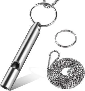 Titanium Emergency Whistle, Gray, 2 Inches Length, 120db Loud Safety Whistle with Necklace Chain, for Survival, Hiking, Camping, Pet Training Titanium Emergency Whistle, Gray, 2 Inches Length, 120db Loud Safety Whistle with Necklace Chain, for Survival, Hiking, Camping, Pet Training