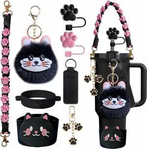 Cat Accessories for Stanley Cup 30/40oz, Paw Straw Topper Set | 8PCS cat tumbler accessories set with paw straw topper, silicone boot, handle strap and cup charms for Stanley Cup 30/40oz Cat Accessories for Stanley Cup 30/40oz, Paw Straw Topper Set | 8PCS cat tumbler accessories set with paw straw topper, silicone boot, handle strap and cup charms for Stanley Cup 30/40oz