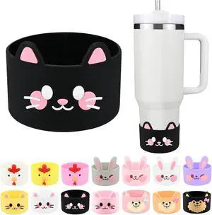 Cute Animal Silicone Boot for Stanley 40 oz, Bottle Bottom Protector Cover for Tumbler, Stanley Cup Boot 20 30 oz, Cup Accessories for Quencher IceFlow (Cat-Black) Cute Animal Silicone Boot for Stanley 40 oz, Bottle Bottom Protector Cover for Tumbler, Stanley Cup Boot 20 30 oz, Cup Accessories for Quencher IceFlow (Cat-Black)