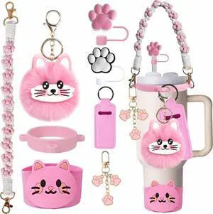 Cat Accessories for Stanley Cup 30/40oz, Paw Straw Topper Set | 8PCS cat tumbler accessories set with paw straw topper, silicone boot, handle strap and cup charms for Stanley Cup 30/40oz Cat Accessories for Stanley Cup 30/40oz, Paw Straw Topper Set | 8PCS cat tumbler accessories set with paw straw topper, silicone boot, handle strap and cup charms for Stanley Cup 30/40oz